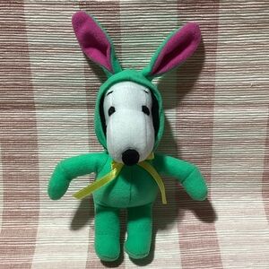 Easter Snoopy Dog in Bunny Green Costume Vintage Plush Toy 6 Inches